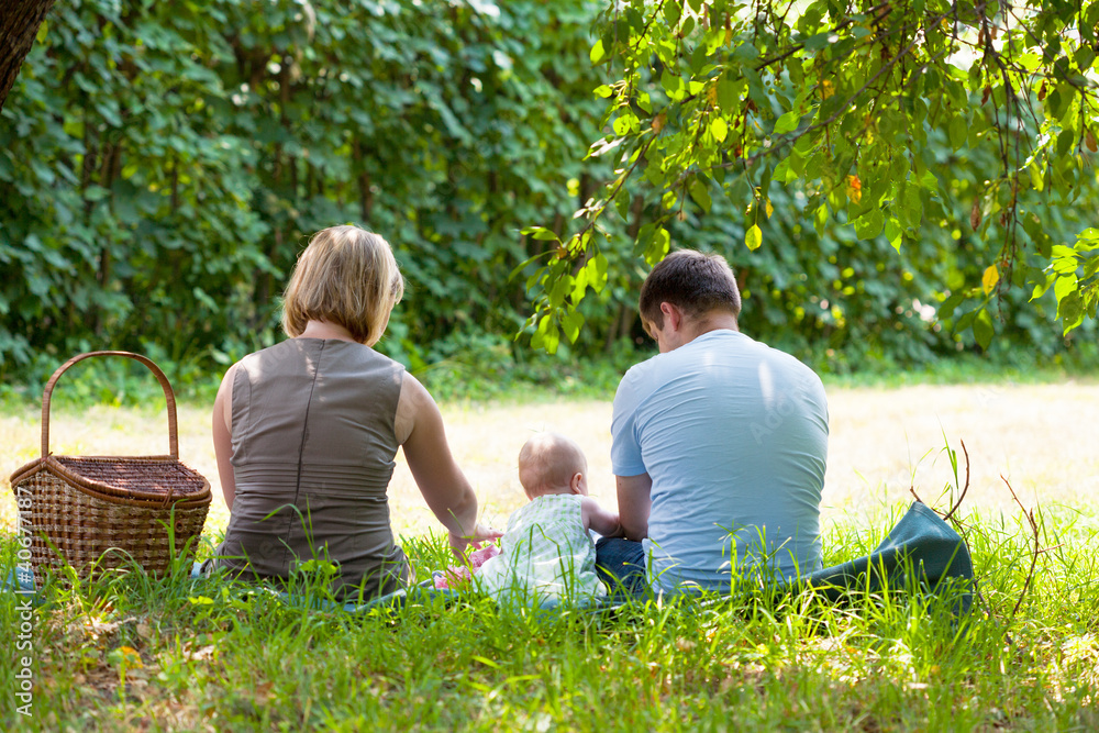 Fototapeta premium Family having picnic in park
