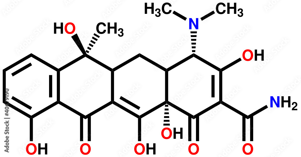Antibiotic tetracycline structural formula