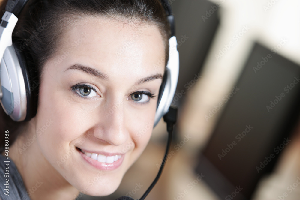 Cute business customer service woman smiling Cute business customer service woman smiling