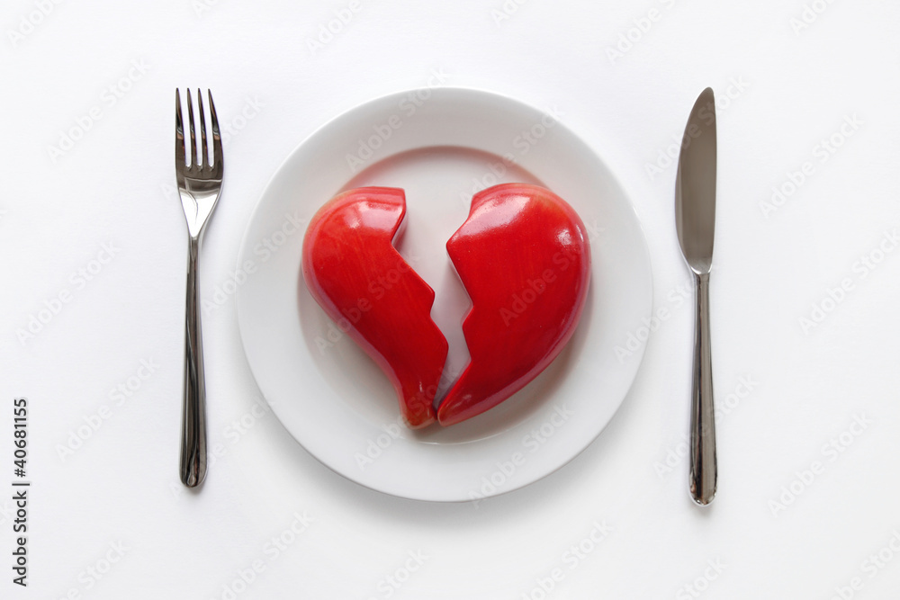 Plate with broken heart