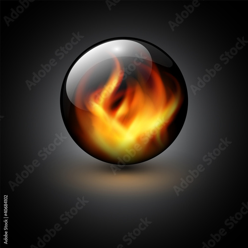 Sphere with vector flames background