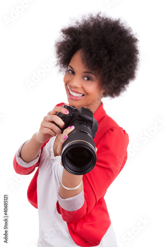 Young african american  photographer with camera © Samuel B.
