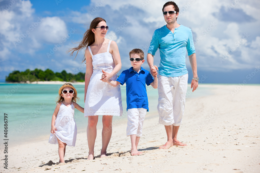 Happy family on tropical vacation Happy family on tropical vacation