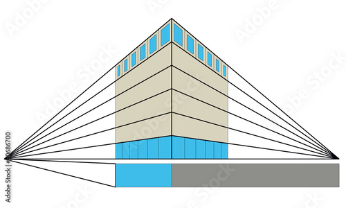 building sign with panels and windows on top and bottom