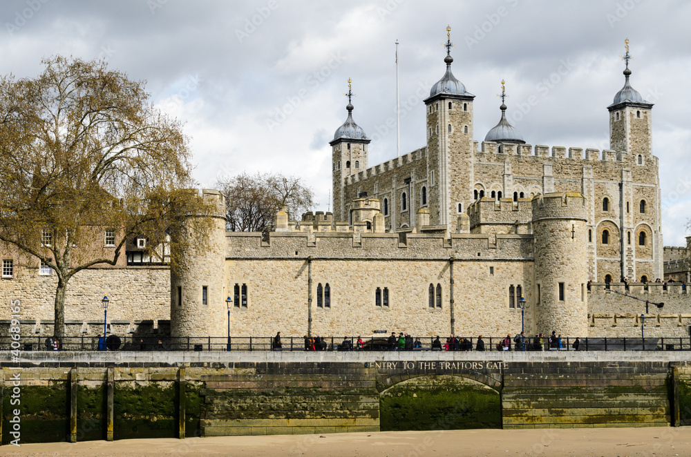 Tower of London with cloudy sky in April 2012
