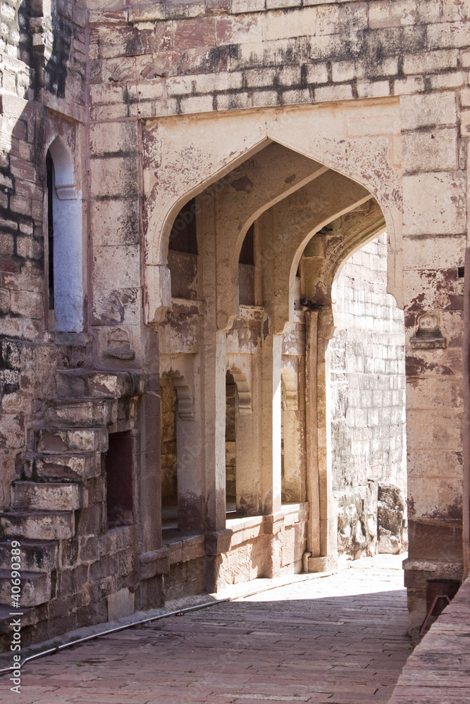 Gate to Meherangarh Fort and its palace in Jodhpur