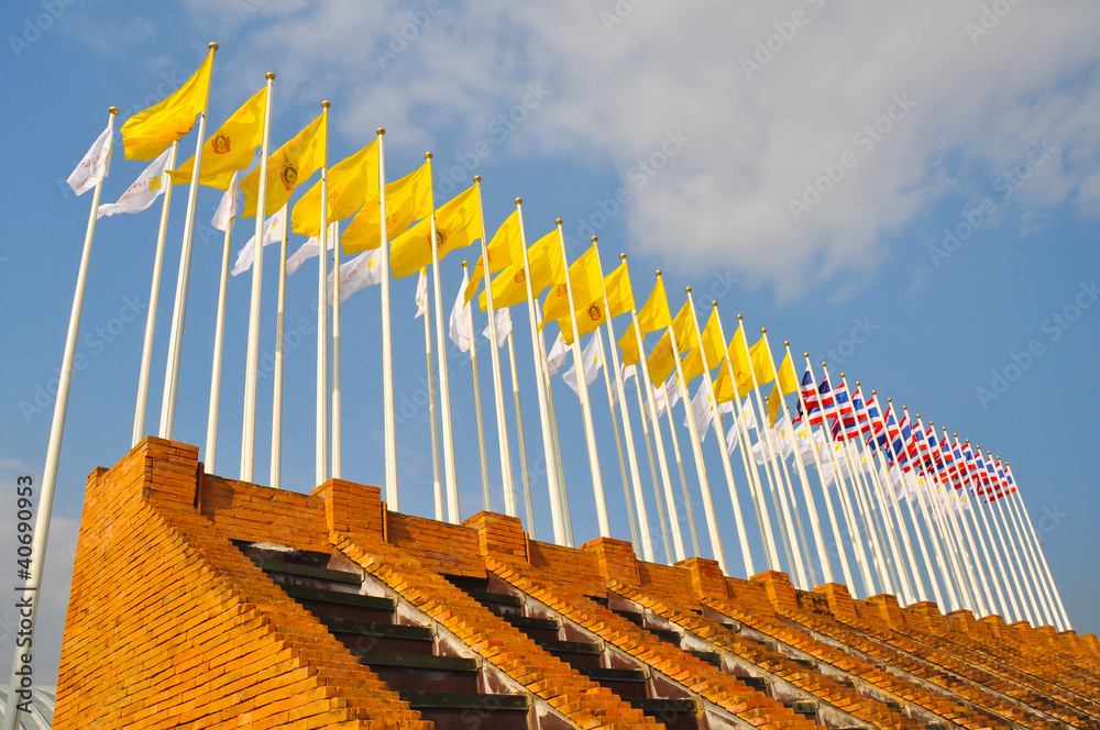 Fototapeta premium Group of Flag pillars