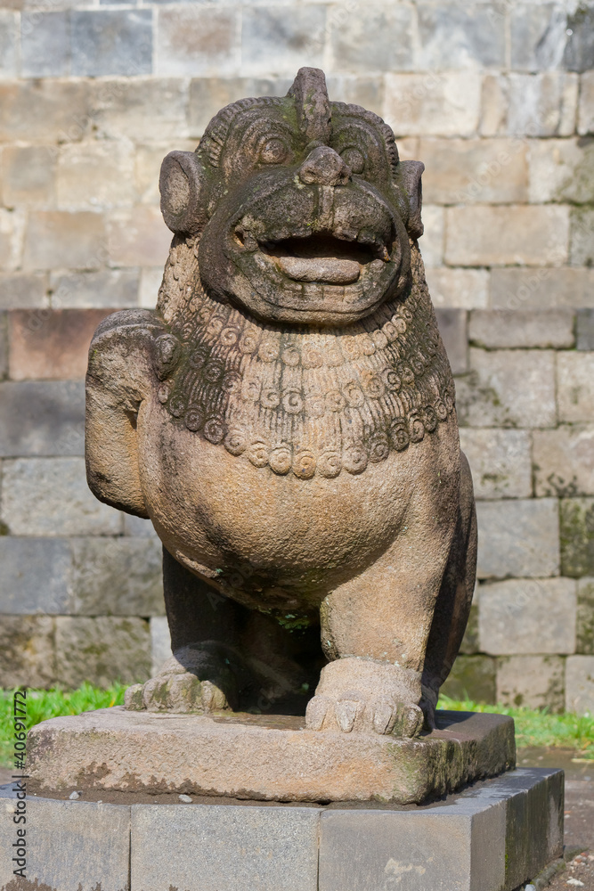 Lion carved stone at Borobudur
