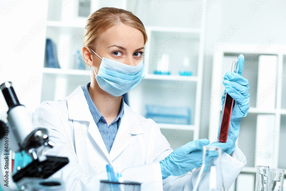 Young scientist working in laboratory
