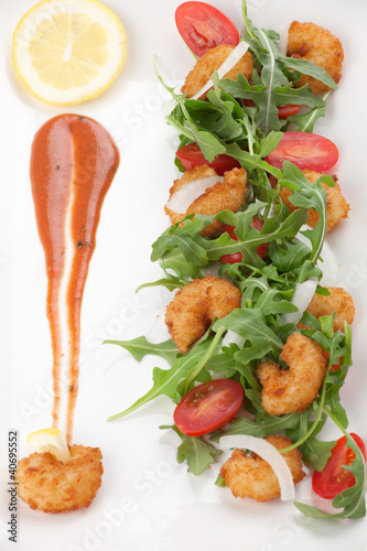 Popcorn Shrimp and Baby Arugula Salad