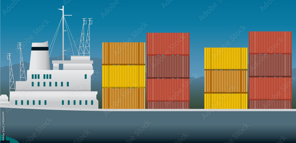 Fotografie Imports and exports, container ship