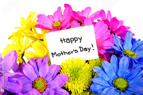Colorful Mother's Day flowers with gift tag