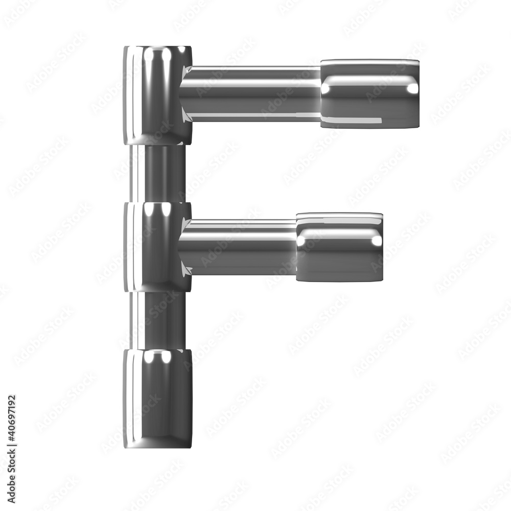 3d Silver Pipe Letter F 3d Silver Pipe Letter F