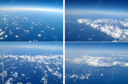 Obraz na płótnie Clouds and blue sky seen from plane w salonie