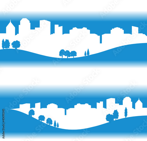 ville écologique sur fond bleu