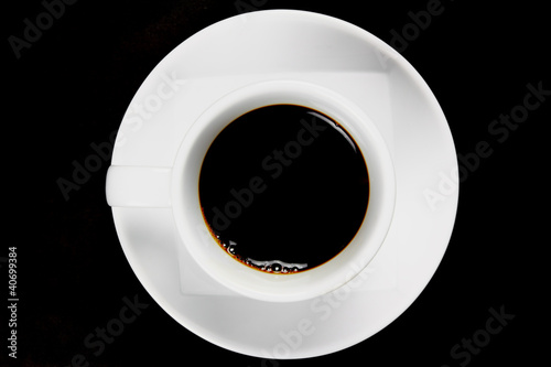 View top of black coffee cup