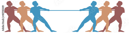 Tug-of-war, men in silhouette vector
