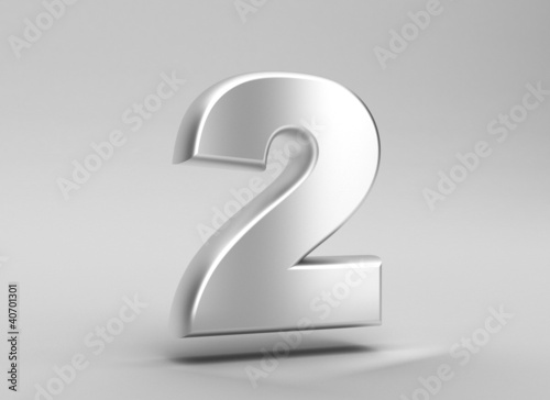 number 2 aluminum iron on grey background