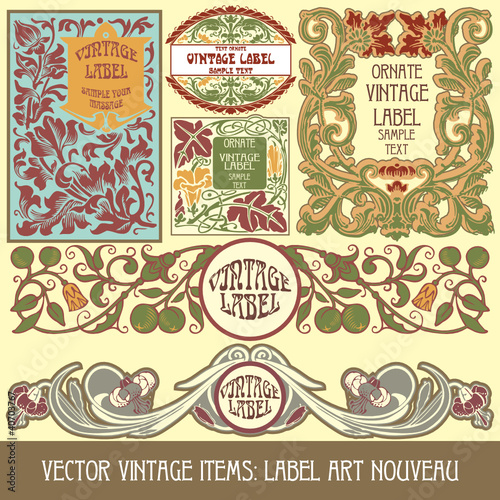 vector vintage items: label art nouveau © standa_art