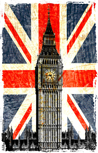 Photography drapeau anglais  big ben vertical