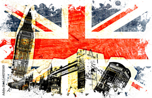 Obraz flaga Wielkiej Brytanii i symbole Anglii