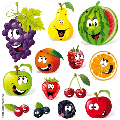 Naklejka na ścianę kreskówka owoców