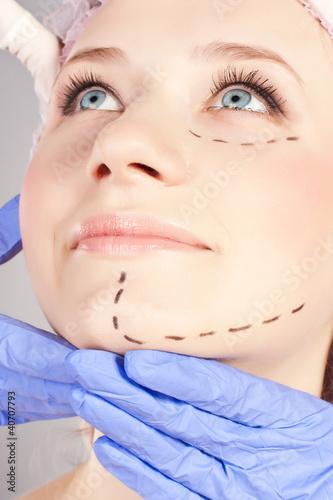Beautiful young woman, with perforation lines