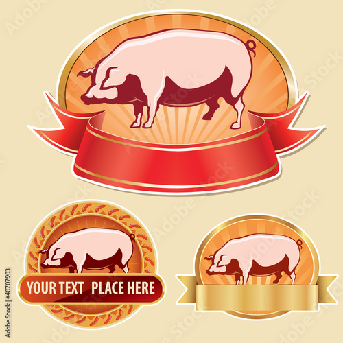 butcher label with pig