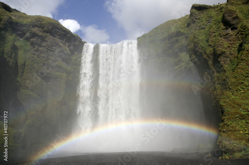 Skogafoss; Iceland; waterfall with a rainbow