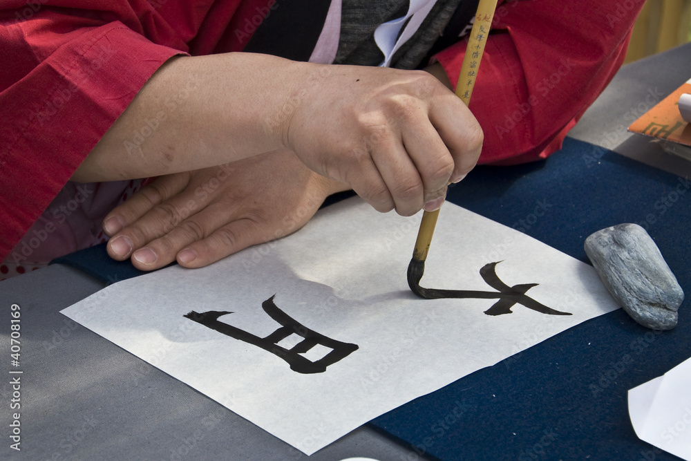 Fototapeta premium Ecriture des mots lune et terre en kanjis