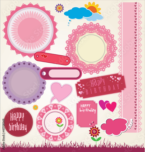 set of cute scrapbook elements. vector illustration