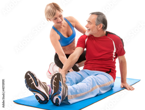Senior man doing fitness exercise