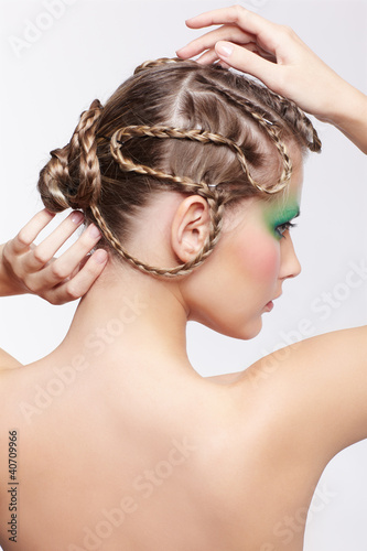 woman with creative hairdo