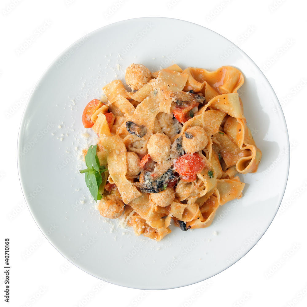 Pasta pappardelle with chicken meatballs Pasta pappardelle with chicken meatballs