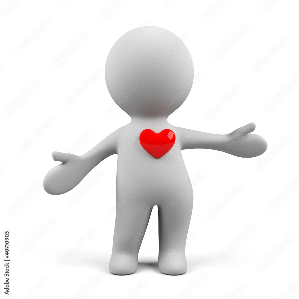 3d man in love isolated on a white. 3d man in love isolated on a white.