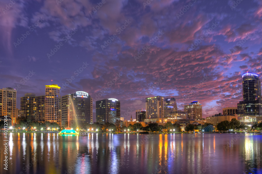 Orlando Skyline from Lake Eola at Twilight