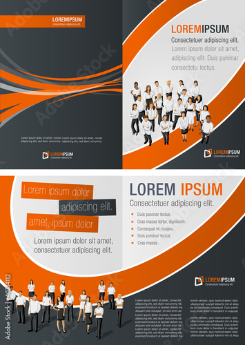 Orange and black template for advertising with business people