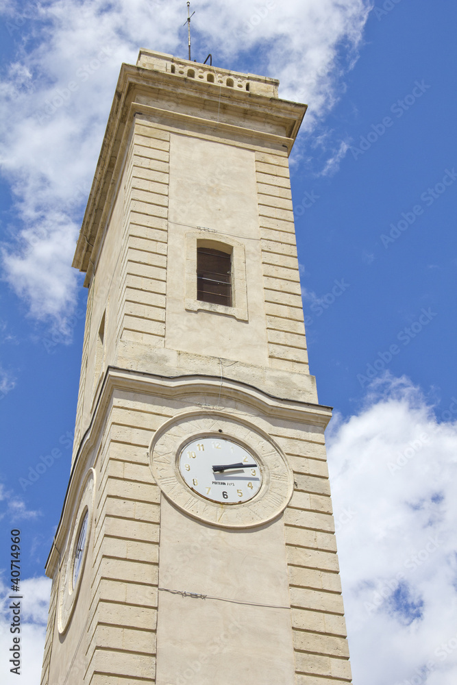 Clock tower in Nimes, France