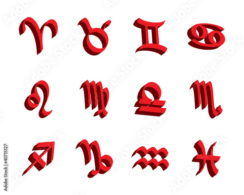 horoscope zodiac signs, set of icons, vector illustration