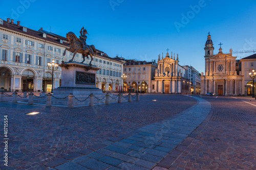 Piazza San Carlo al tramonto, Torino, Italia