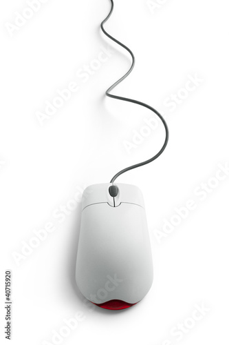 Plastic optical computer mouse on white background