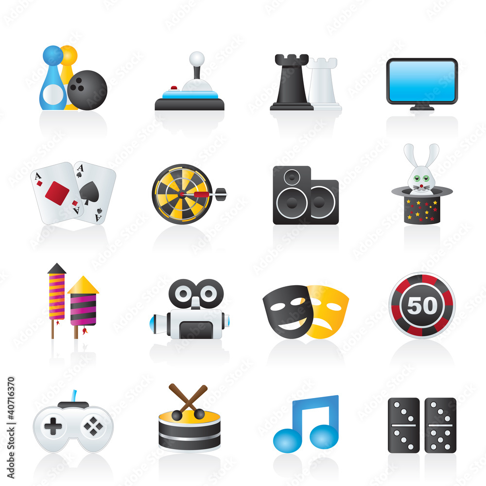 entertainment objects icons - vector icon set entertainment objects icons - vector icon set