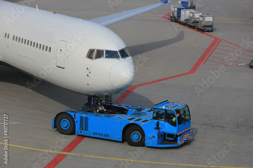 Plane pushed back from the gate photo