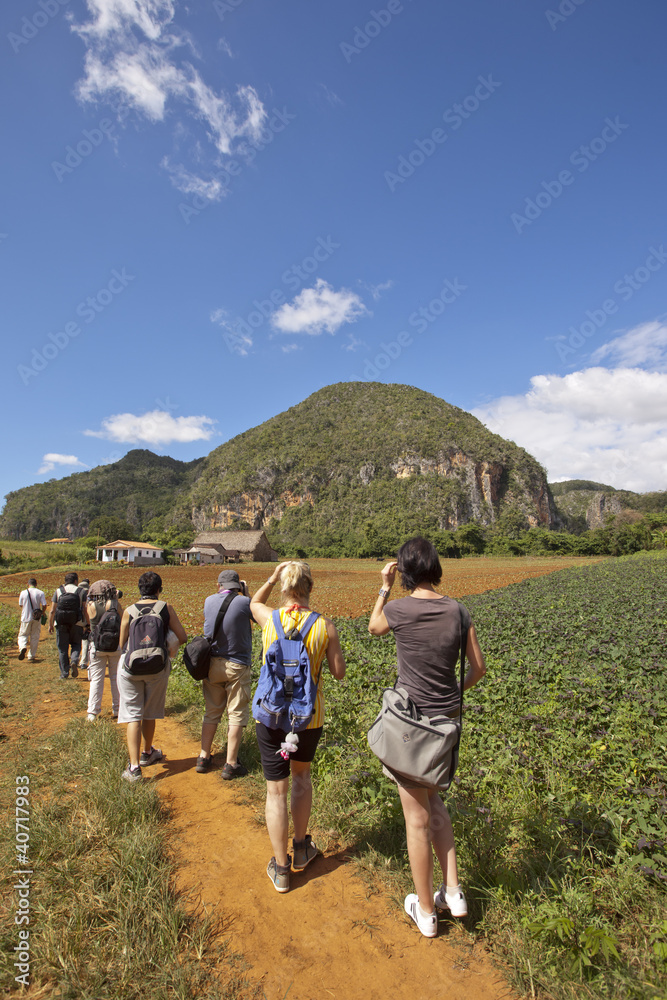 The tourists in Vinales Valley, Cuba