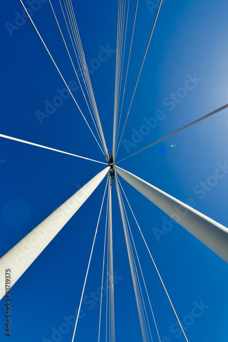 London Hungerford bridge detail at blue sky background
