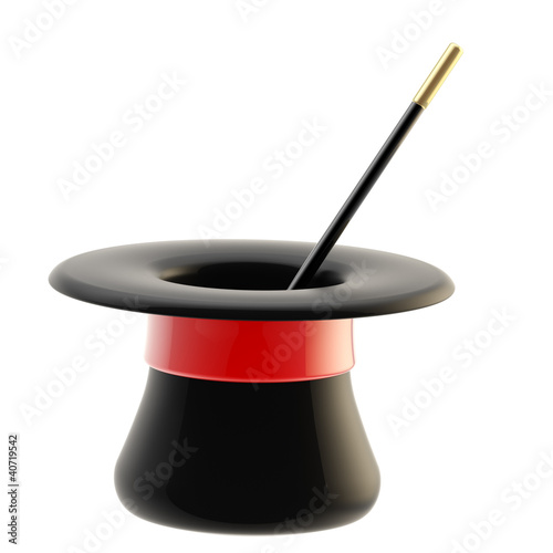 Magician's hat with a magic wand inside