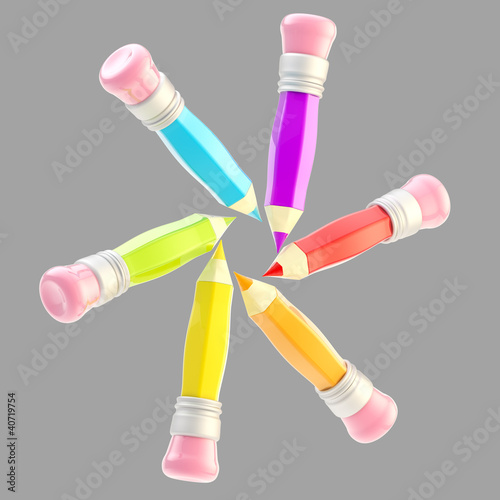 Composition of rainbow pencils