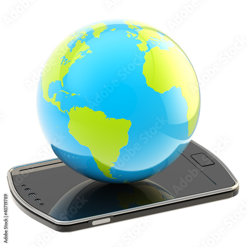 Earth globe on smart phone ...