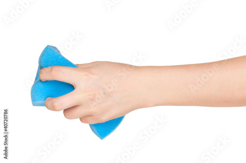Hand with kitchen sponge