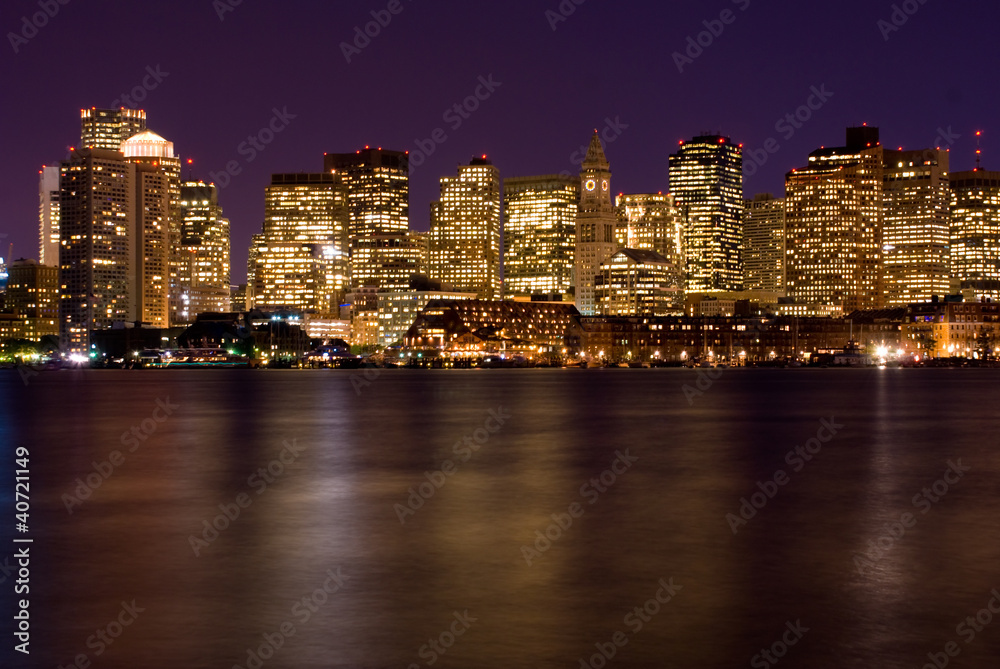 Obraz premium Boston Massachusetts at night